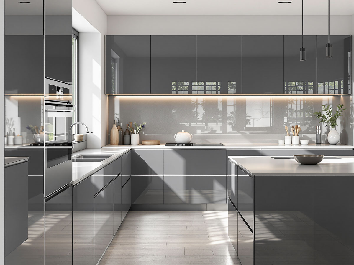 кухня в глянцевой пленке ПВХ